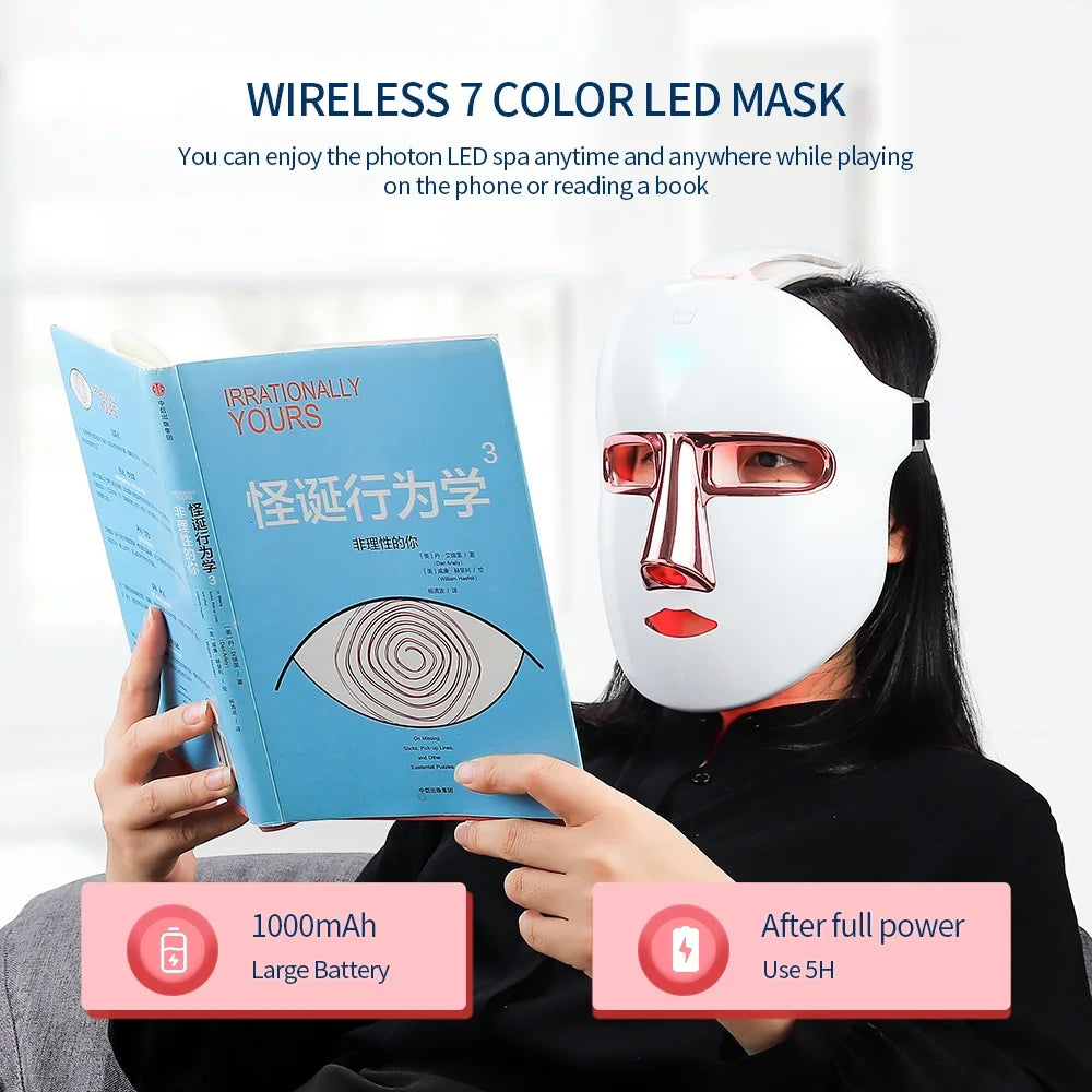 Wireless rechargeable LED mask